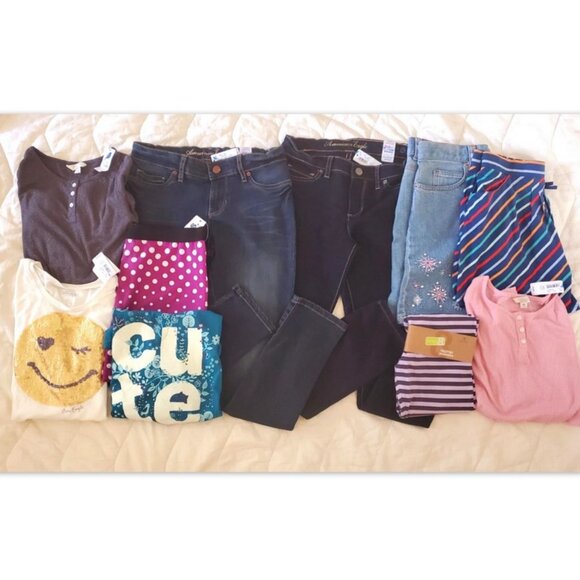 NWT Girls Fall Winter Clothes Bundle Size 7-8-10-12 Jeans Shirt Gap Crazy 8 Lot - Picture 1 of 15